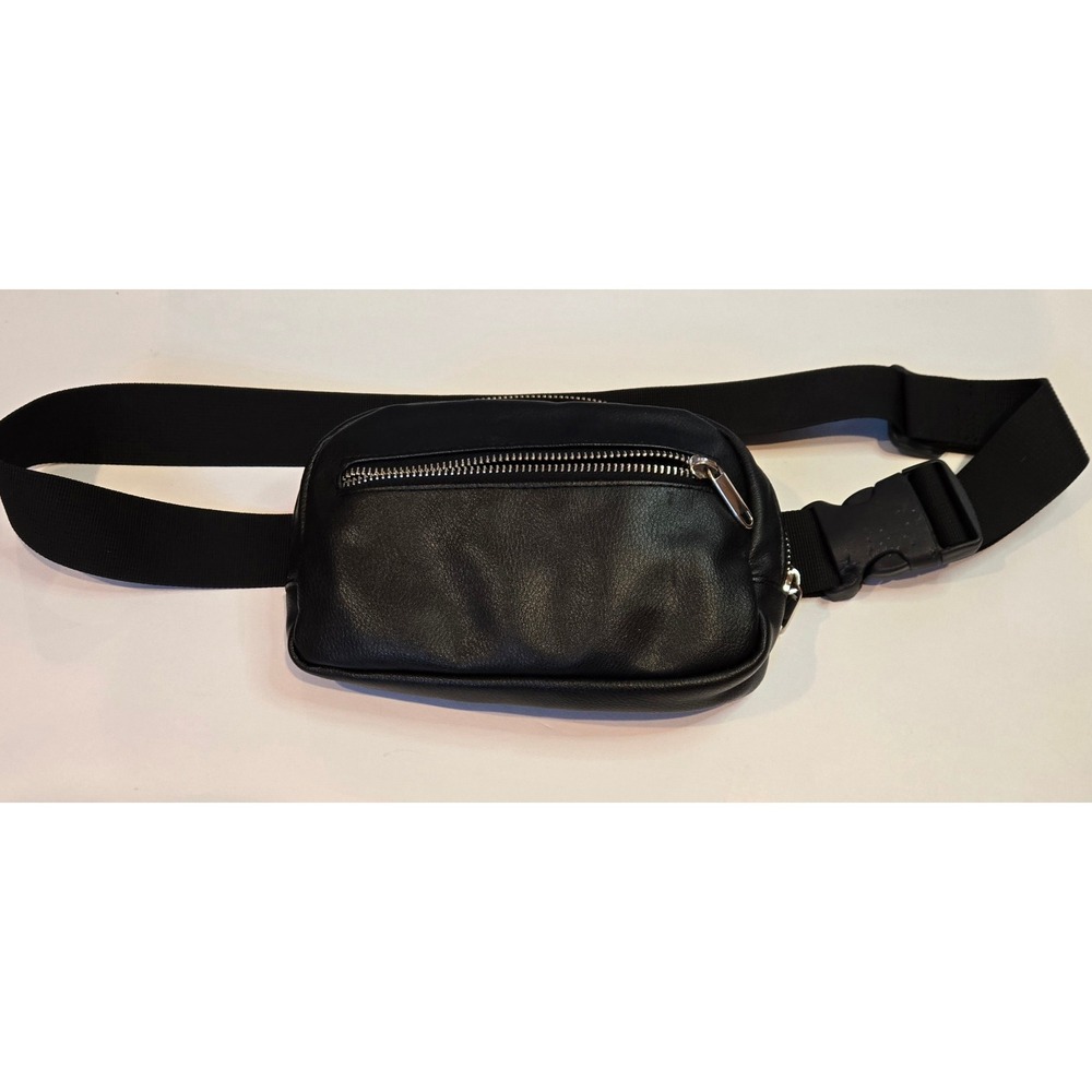 Black Faux‎ Leather Fanny Pack/Cross Body Bag